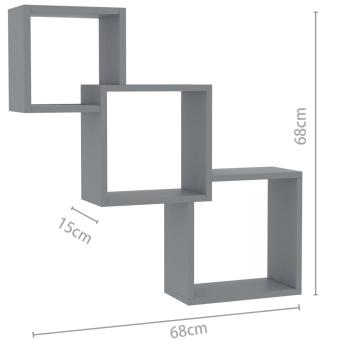 ARDEBO.de - Cube Wandregale Grau 68x15x68 cm Holzwerkstoff