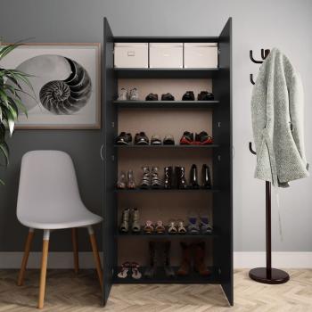 ARDEBO.de - Schuhschrank Schwarz 80x35,5x180 cm Holzwerkstoff