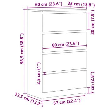 Sideboard Sonoma-Eiche 60x35x98,5 cm Holzwerkstoff