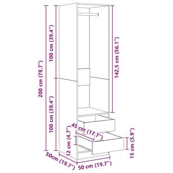 Kleiderschrank mit Schubladen Weiß 50x50x200 cm Holzwerkstoff