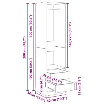 Kleiderschrank mit Schubladen Sonoma-Eiche 50x50x200 cm