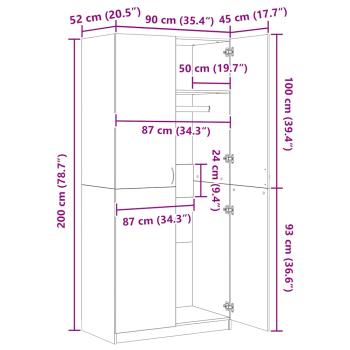 Kleiderschrank Weiß 90x52x200 cm Holzwerkstoff