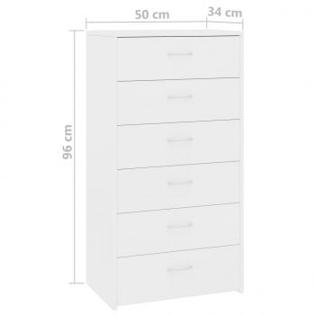 Sideboard mit 6 Schubladen Weiß 50x34x96 cm Holzwerkstoff