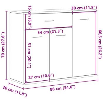 Sideboard Weiß 88x30x70 cm Holzwerkstoff