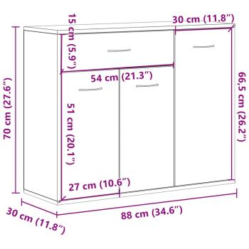 Sideboard Schwarz 88x30x70 cm Holzwerkstoff