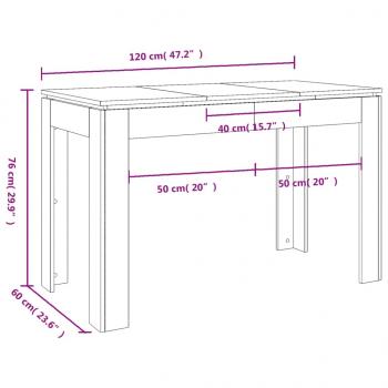 Esstisch Weiß 120x60x76 cm Holzwerkstoff