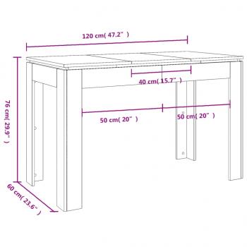 Esstisch Sonoma-Eiche 120x60x76 cm Holzwerkstoff