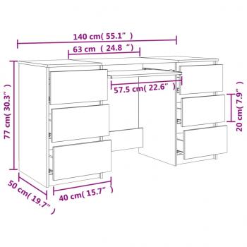 Schreibtisch Sonoma-Eiche 140x50x77 cm Holzwerkstoff