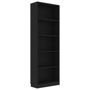 ARDEBO.de - Bücherregal 5 Fächer Schwarz 60x24x175 cm Holzwerkstoff