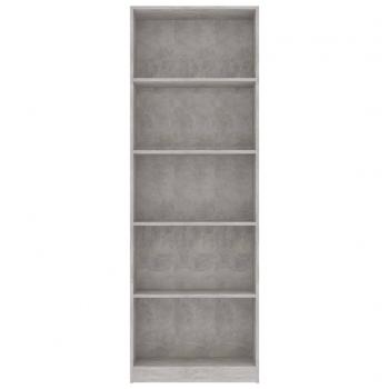 Bücherregal 5 Fächer Betongrau 60x24x175 cm Holzwerkstoff