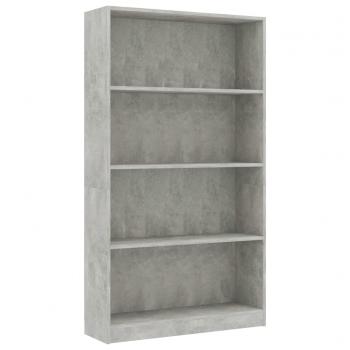 Bücherregal 4 Fächer Betongrau 80x24x142 cm Holzwerkstoff