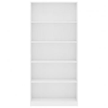 Bücherregal 5 Fächer Weiß 80x24x175 cm Holzwerkstoff