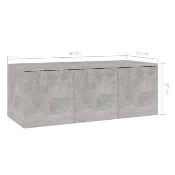 ARDEBO.de - TV-Schrank Betongrau 80x34x30 cm Holzwerkstoff