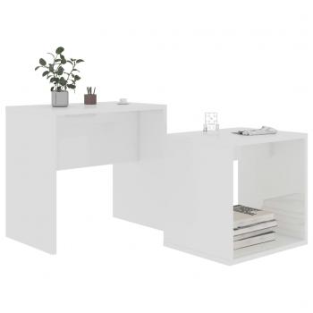 ARDEBO.de - Couchtisch-Set Hochglanz-Weiß 48x30x45 cm Holzwerkstoff
