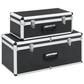 ARDEBO.de - Aufbewahrungskoffer 2 Stk. Schwarz Aluminium 