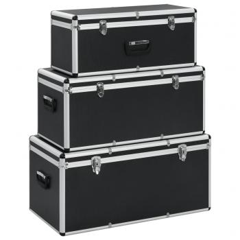 ARDEBO.de - Aufbewahrungskoffer 3 Stk. Schwarz Aluminium
