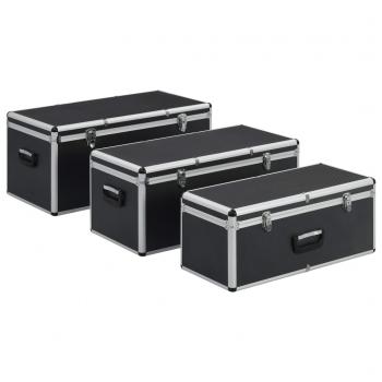 Aufbewahrungskoffer 3 Stk. Schwarz Aluminium