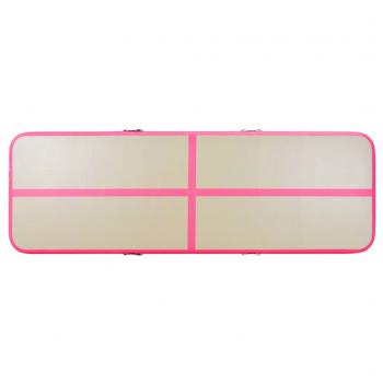 Aufblasbare Gymnastikmatte mit Pumpe 300×100×10 cm PVC Rosa