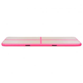 Aufblasbare Gymnastikmatte mit Pumpe 300×100×10 cm PVC Rosa