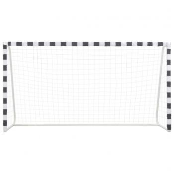 Fußballtor 300x160x90 cm Metall Schwarz und Weiß