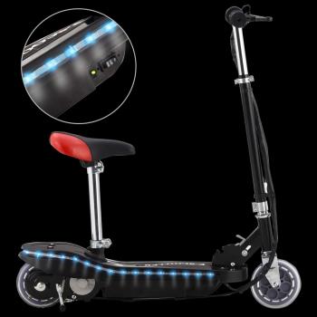 E-Scooter mit Sitz und LED 120 W Schwarz