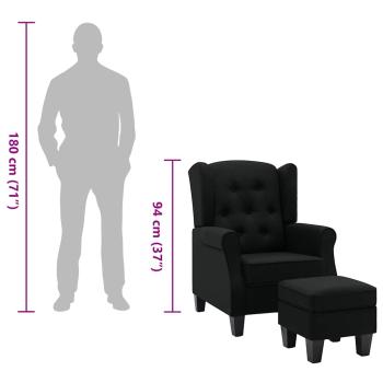 Sessel mit Fußhocker Schwarz Stoff 