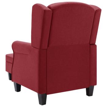 Sessel mit Fußhocker Weinrot Stoff 
