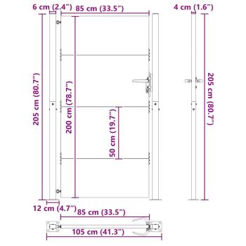 Gartentor 105x205 cm Cortenstahl