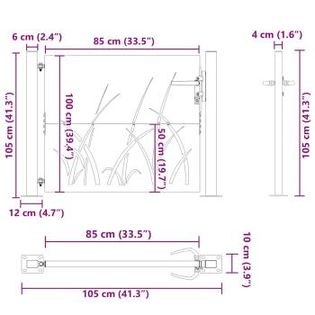 Gartentor 105x105 cm Cortenstahl Gras-Design
