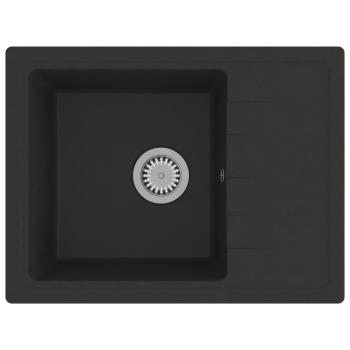 Küchenspüle mit Überlauf Oval Schwarz Granit