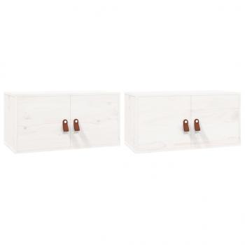 Wandschränke 2 Stk. Weiß 60x30x30 cm Massivholz Kiefer