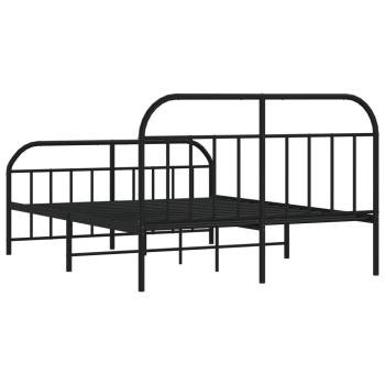 Bettgestell mit Kopf- und Fußteil Metall Schwarz 135x190 cm