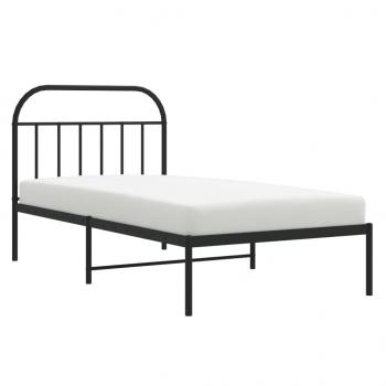 Bettgestell mit Kopfteil Metall Schwarz 100x200 cm