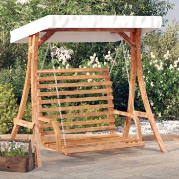 ARDEBO.de - Hollywoodschaukel mit Dach Massivholz Fichte mit Teak-Finish