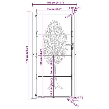 Gartentor 105x180 cm Cortenstahl Baum-Design