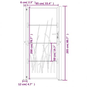 Gartentor 105x205 cm Cortenstahl Gras-Design