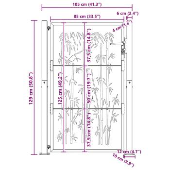 Gartentor 105x130 cm Cortenstahl Bambus-Design