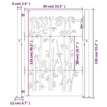 Gartentor 105x130 cm Cortenstahl Bambus-Design