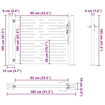 Gartentor 105x105 cm Cortenstahl Quadratisches Design