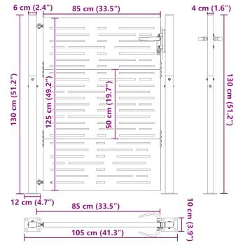 Gartentor 105x130 cm Cortenstahl Quadratisches Design