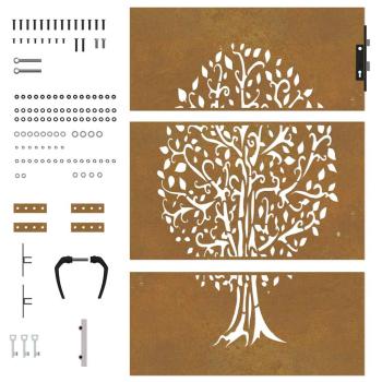 Gartentor 85x125 cm Cortenstahl Baum-Design