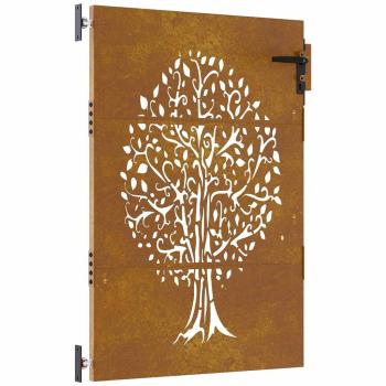 Gartentor 85x125 cm Cortenstahl Baum-Design