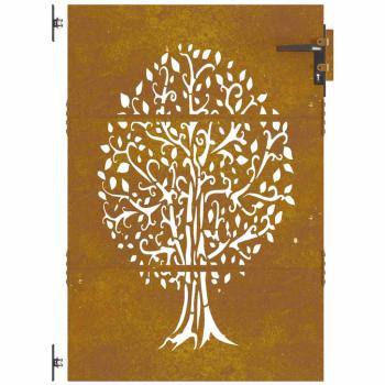 Gartentor 85x125 cm Cortenstahl Baum-Design