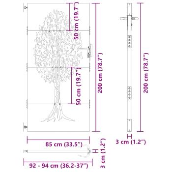 Gartentor 85x200 cm Cortenstahl Baum-Design
