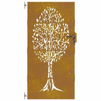 Gartentor 85x200 cm Cortenstahl Baum-Design