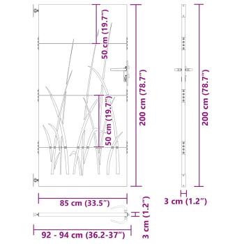 Gartentor 85x200 cm Cortenstahl Gras-Design
