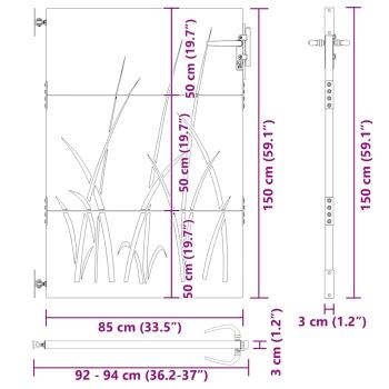 Gartentor 85x150 cm Cortenstahl Gras-Design