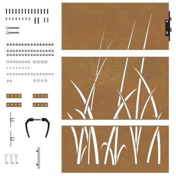 Gartentor 85x150 cm Cortenstahl Gras-Design