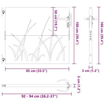 Gartentor 85x100 cm Cortenstahl Gras-Design