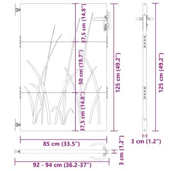 Gartentor 85x125 cm Cortenstahl Gras-Design